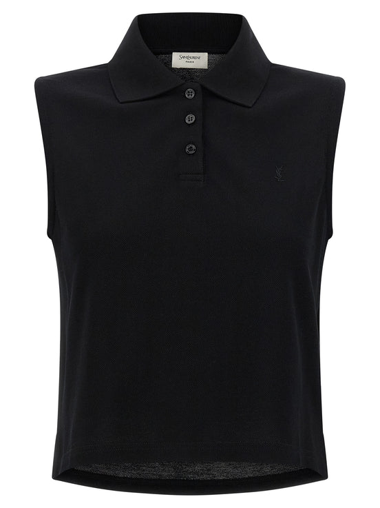 Saint Laurent Black Cotton Polo Shirt