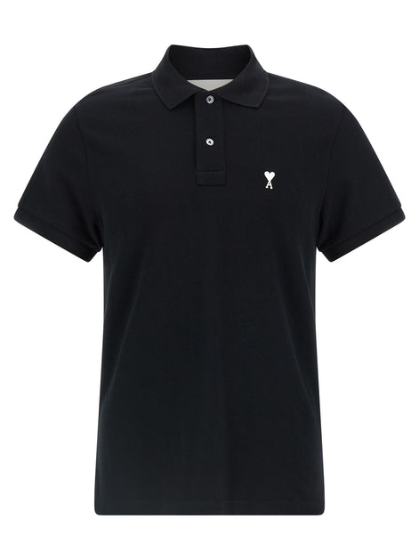 Ami Paris Black Cotton Polo Shirt