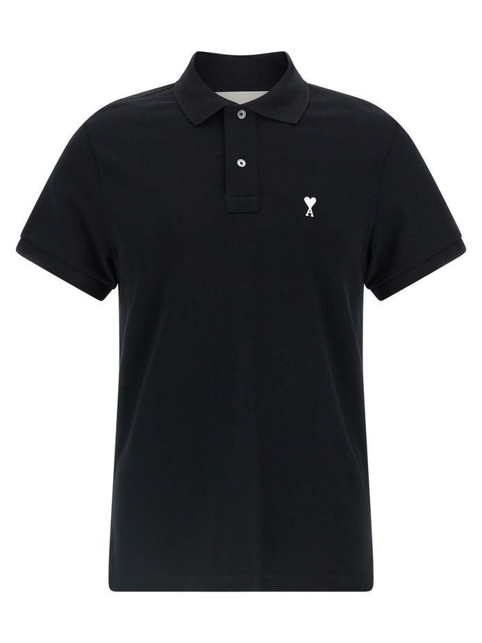 Ami Paris Black Cotton Polo Shirt