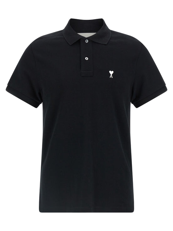 Ami Paris Black Cotton Polo Shirt