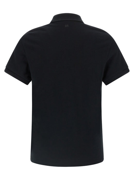 Ami Paris Black Cotton Polo Shirt