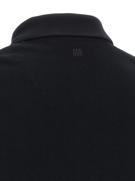 Ami Paris Black Cotton Polo Shirt