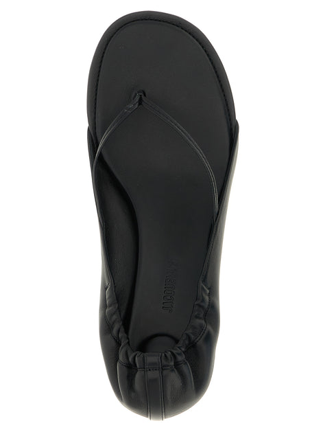 Jacquemus Black Lamb Leather Flat Sandals