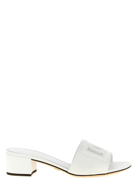 Dolce & Gabbana White Calfskin Platform Sandals
