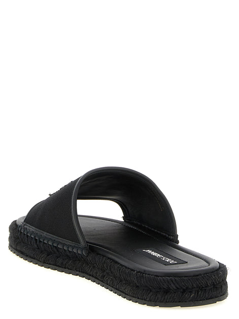 Dolce & Gabbana Black Cotton Slides
