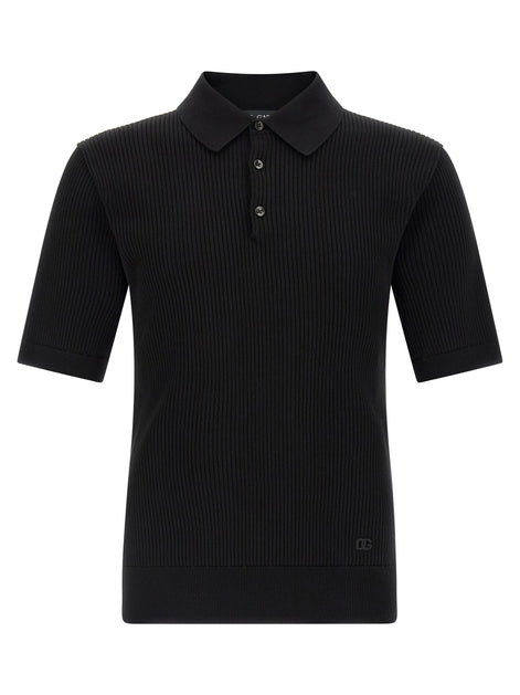 Dolce & Gabbana Black Cotton Polo Shirt