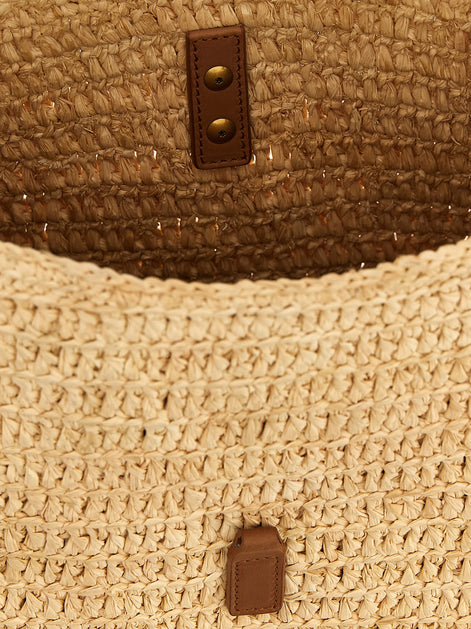 Saint Laurent Beige Raffia Shoulder Bag