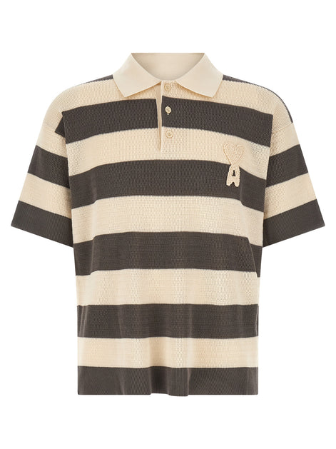 Ami Paris Gray Cotton Polo Shirt