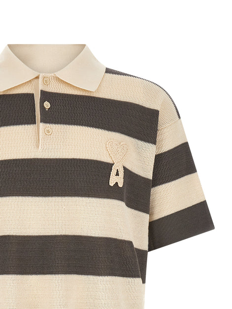 Ami Paris Gray Cotton Polo Shirt