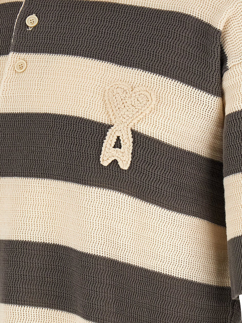 Ami Paris Gray Cotton Polo Shirt
