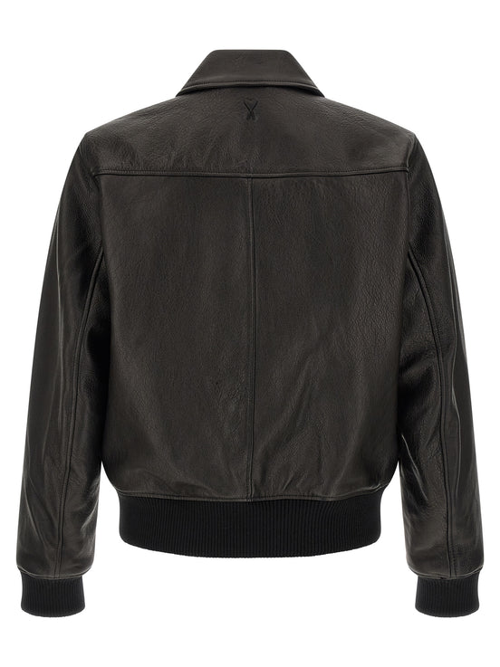 Ami Paris Black Lamb Leather Leather Jacket