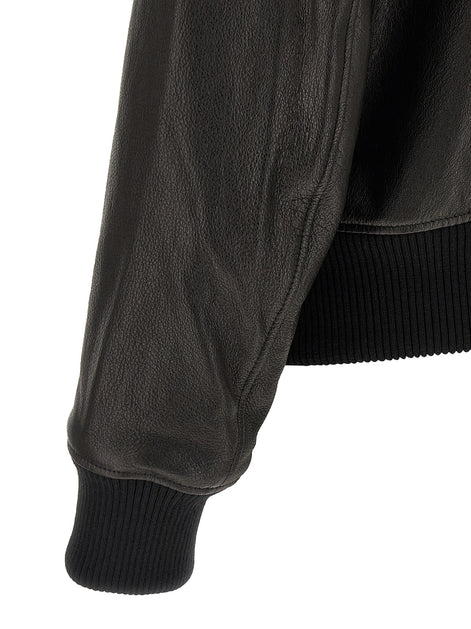 Ami Paris Black Lamb Leather Leather Jacket