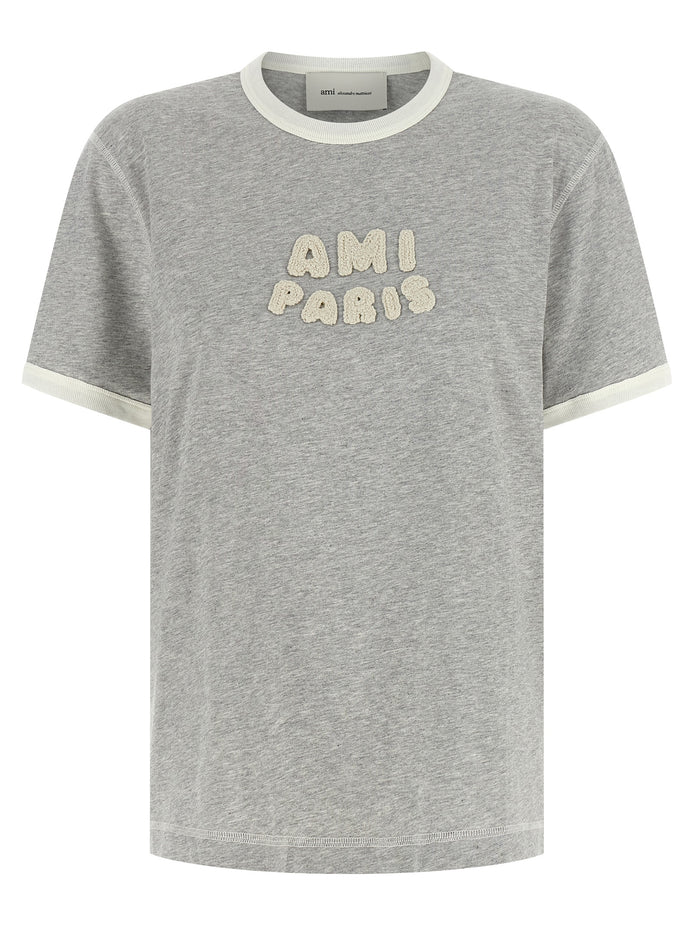 Ami Paris Gray Cotton T-Shirt