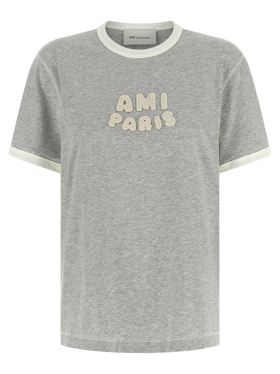 Ami Paris Gray Cotton T-Shirt