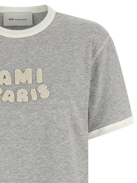 Ami Paris Gray Cotton T-Shirt