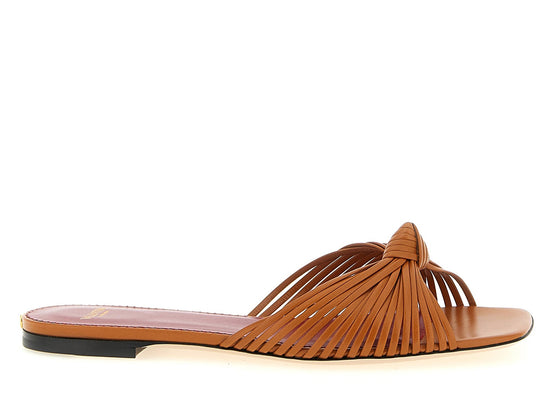 Valentino Garavani Brown Goatskin Slides