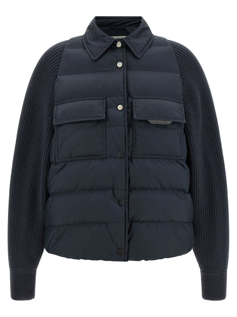 Brunello Cucinelli Blue Polyester Full-Length Jacket