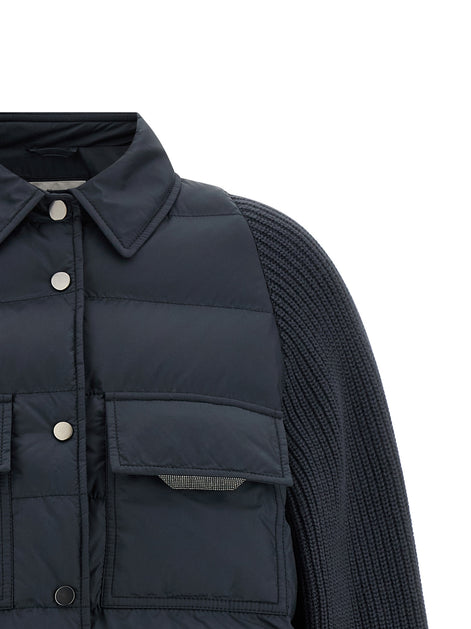 Brunello Cucinelli Blue Polyester Full-Length Jacket