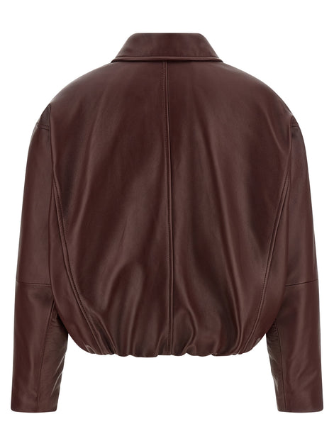 Brunello Cucinelli Bordeaux Calfskin Leather Jacket
