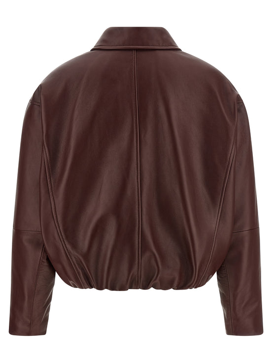 Brunello Cucinelli Bordeaux Calfskin Leather Jacket
