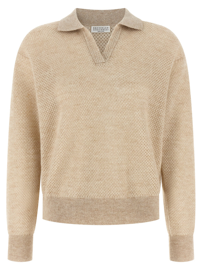 Brunello Cucinelli Gold Wool Polo Shirt