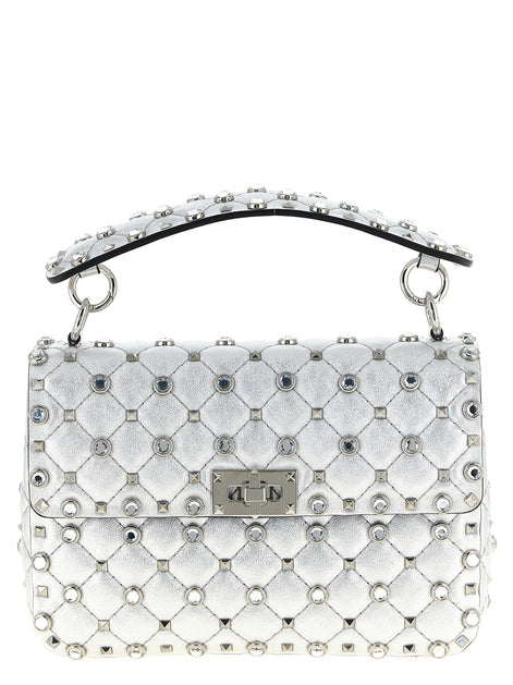Valentino Garavani Silver Lamb Leather Shoulder Bag