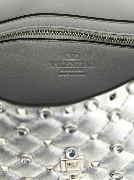 Valentino Garavani Silver Lamb Leather Shoulder Bag