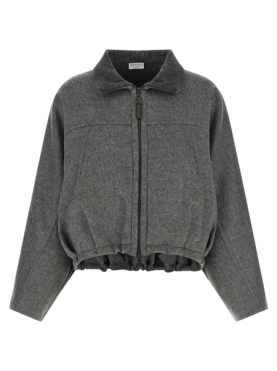 Brunello Cucinelli Gray Virgin Wool Full-Length Jacket