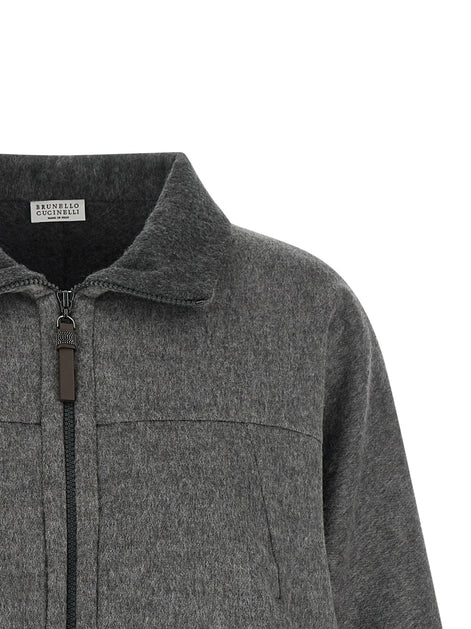 Brunello Cucinelli Gray Virgin Wool Full-Length Jacket