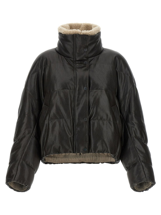 Brunello Cucinelli Brown Lamb Leather Leather Jacket