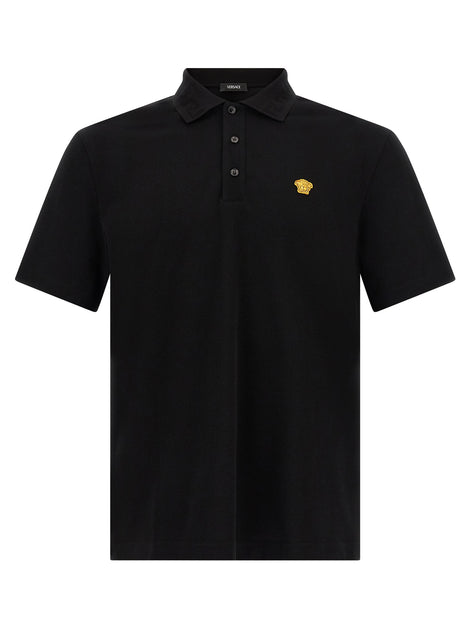 Versace Black Cotton Polo Shirt