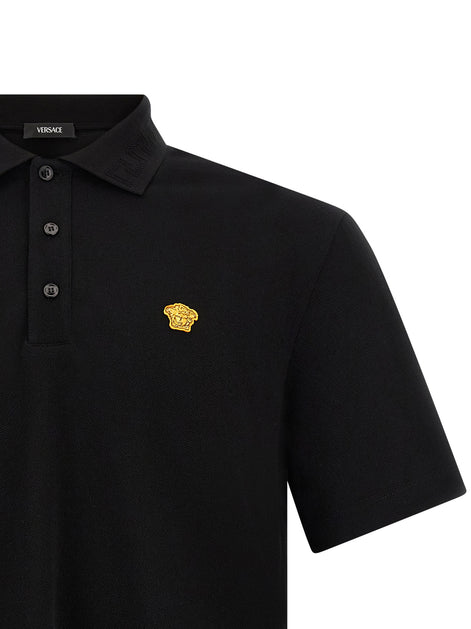 Versace Black Cotton Polo Shirt