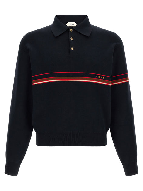 Versace Blue Cotton Polo Shirt