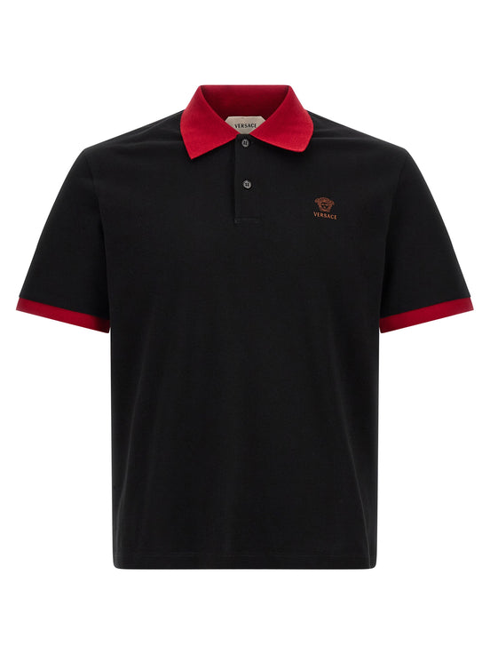Versace Black Cotton Polo Shirt