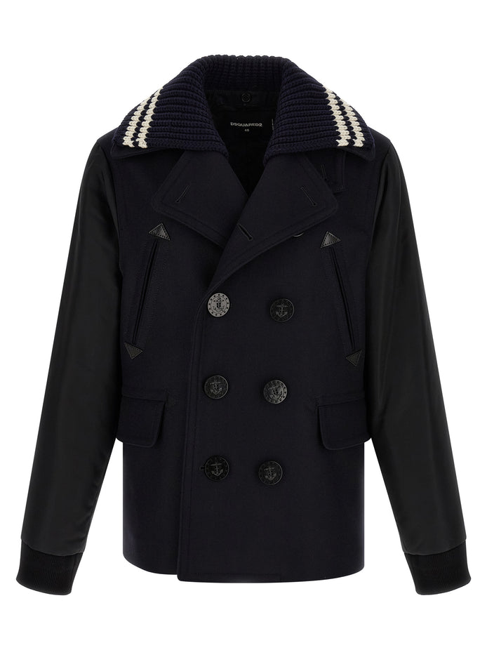 Dsquared² Blue Wool Coat