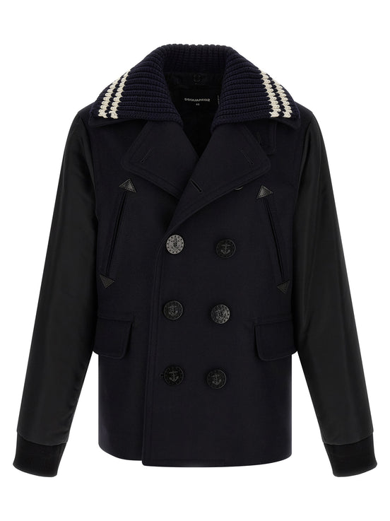 Dsquared² Blue Wool Coat