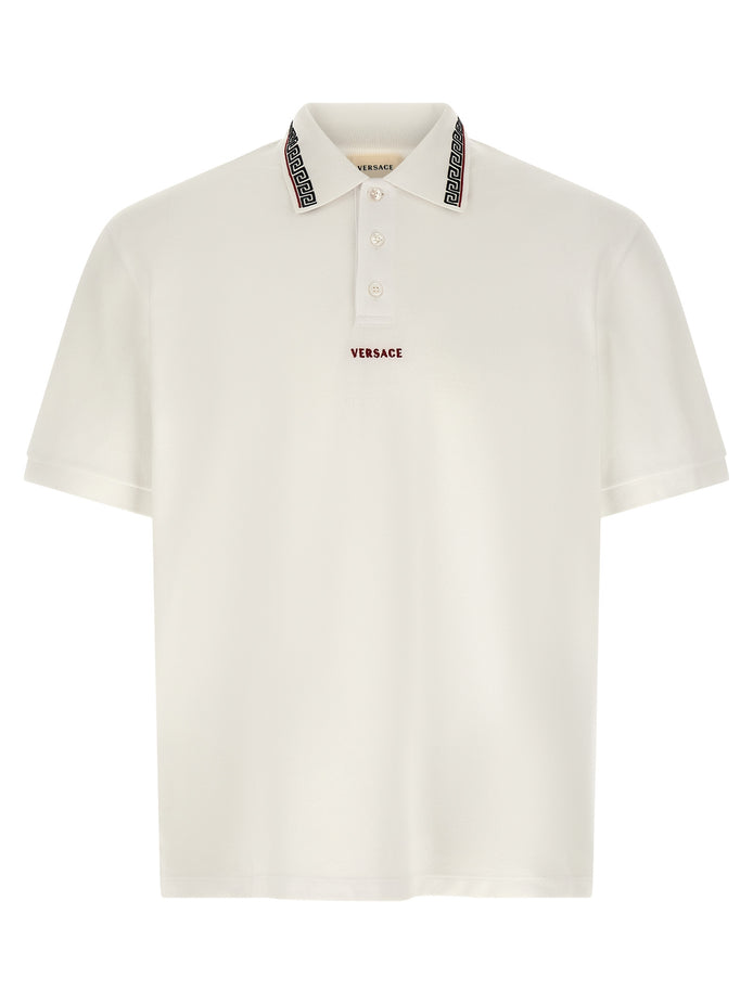 Versace White Cotton Polo Shirt