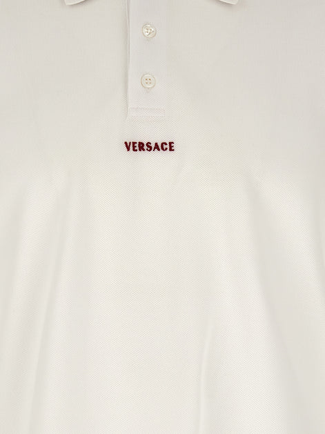 Versace White Cotton Polo Shirt