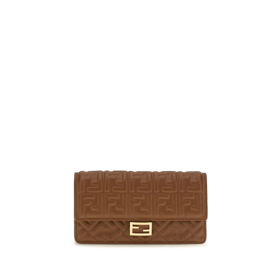 Fendi Matisse Chain Wallet Brown Leather