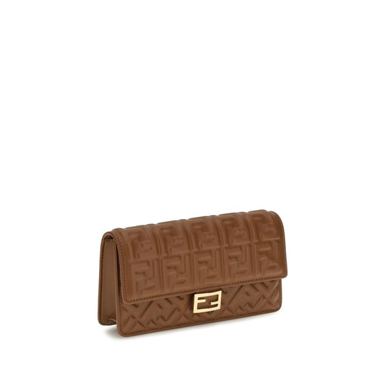 Fendi Matisse Chain Wallet Brown Leather