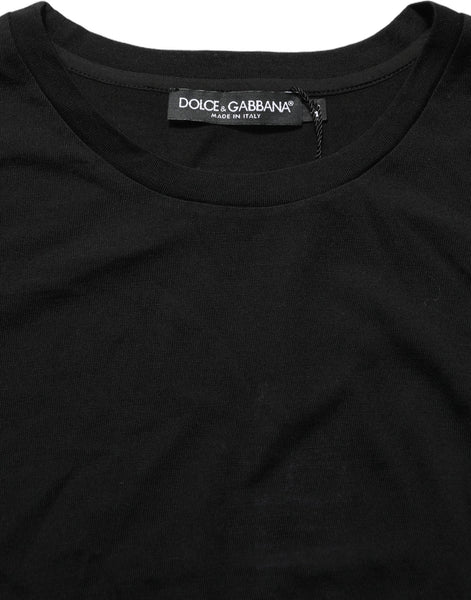 Dolce & Gabbana Black Wool Crew Neck Short Sleeves Men T-shirt