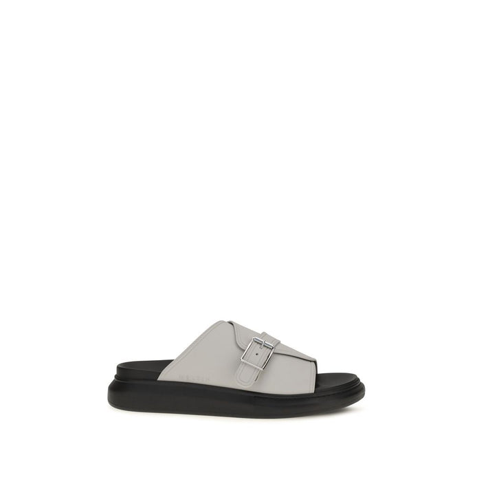 Alexander McQueen Gray Calf Leather Bos Taurus Platform Sandals