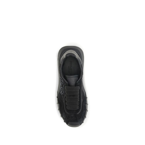 Dolce & Gabbana Black Calf Leather Bos Taurus Chunky Sneakers