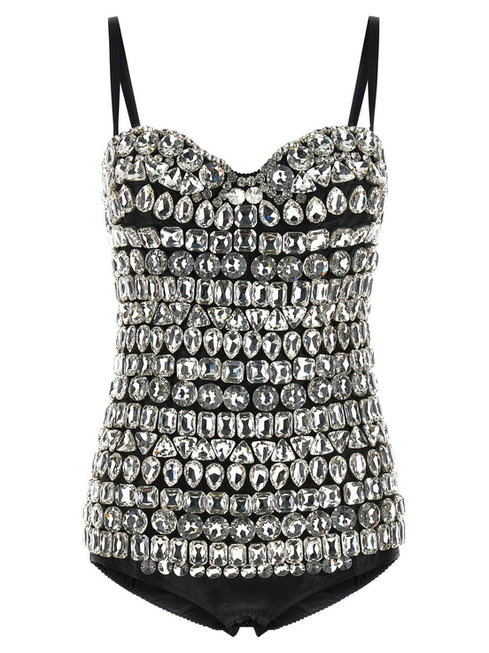 Dolce & Gabbana Silver Polyamide Bodysuit