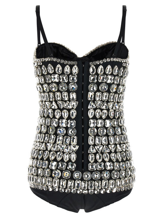 Dolce & Gabbana Silver Polyamide Bodysuit