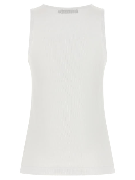 Dolce & Gabbana White Cotton Sleeveles T-Shirt