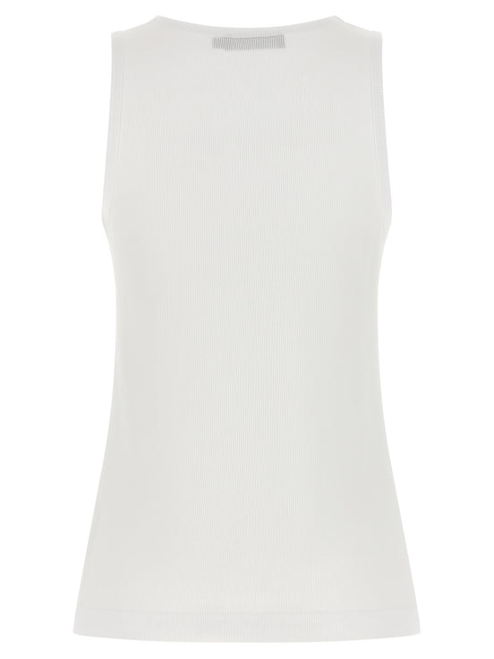 Dolce & Gabbana White Cotton Sleeveles T-Shirt