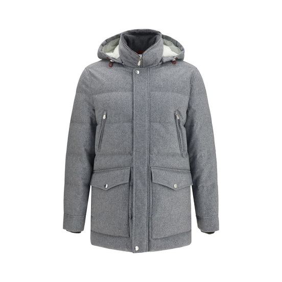 Brunello Cucinelli Gray Cashmere Full-Length Jacket