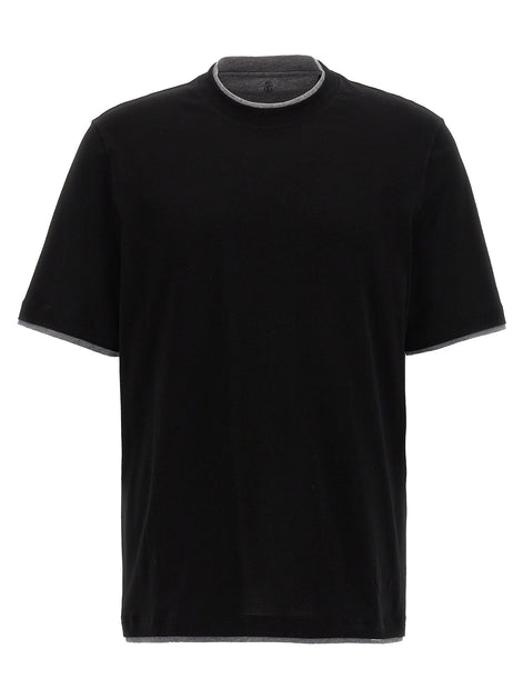 Brunello Cucinelli Black Cotton T-Shirt