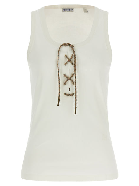 Burberry White Cotton Tank Tops